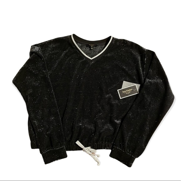 Juicy Couture Sweaters - Juicy Couture Pitch Black Lurex Velour Pullover Size Medium NWT